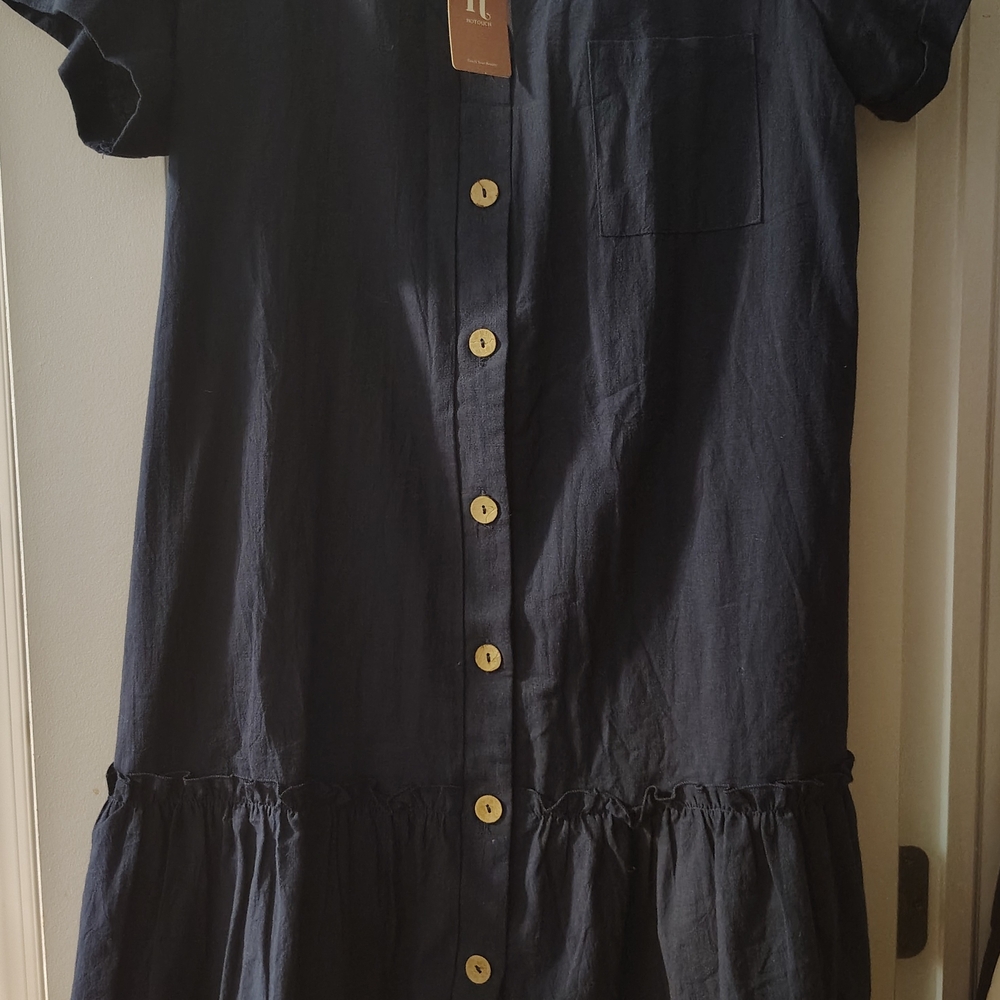!it jeans Blue Ruffled Tiered Dress with Peter Pan Collar